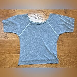 Daftbird Off Shoulder Top Gray Petite Small Hi Low Hem Tee
